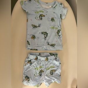 Angel Dear Light Blue Sea Life Pajama/Lounge Set 6-12mo bamboo